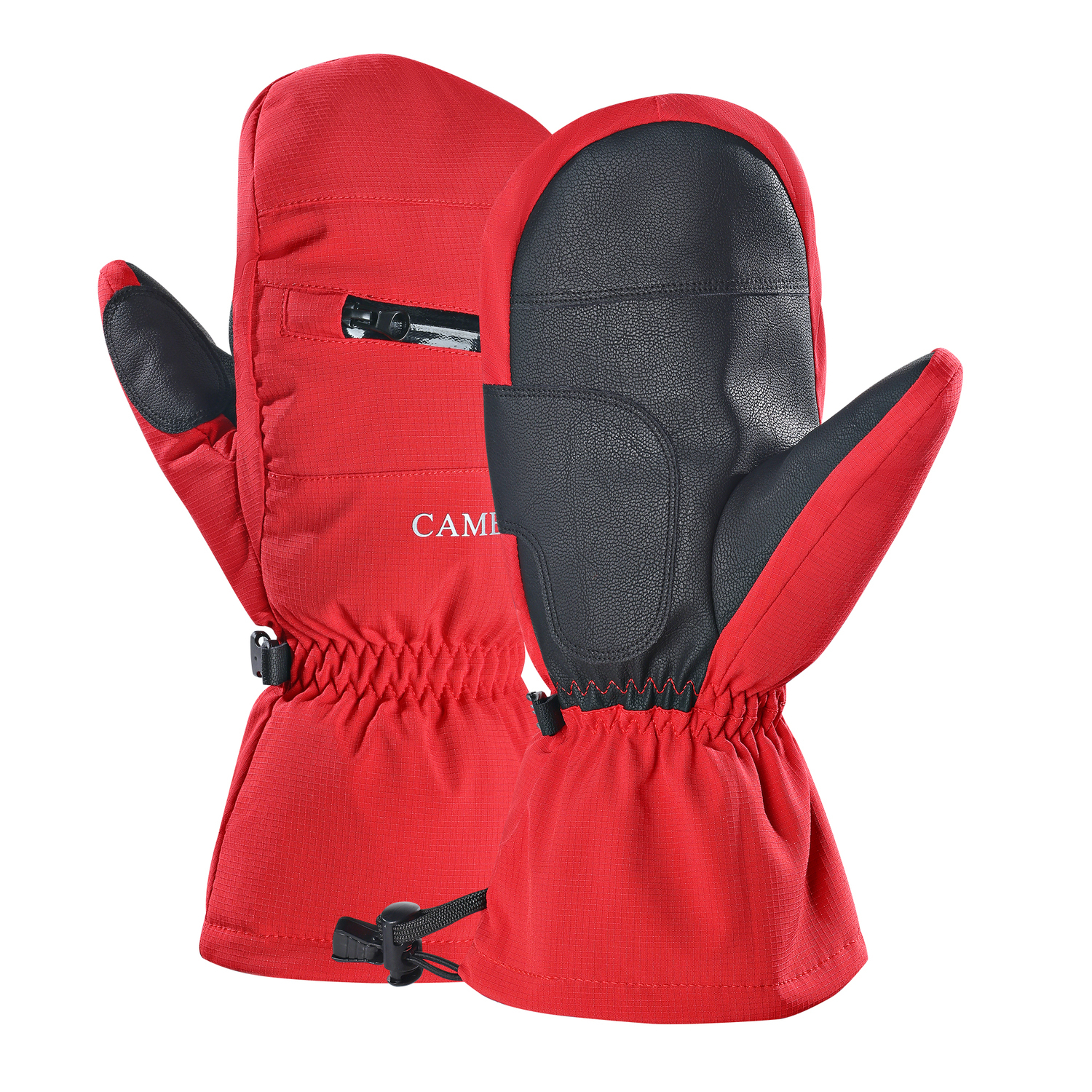 

Перчатки для лыж Windproof и Waterproof, утепленные варежки Unisex CAMEL, красный