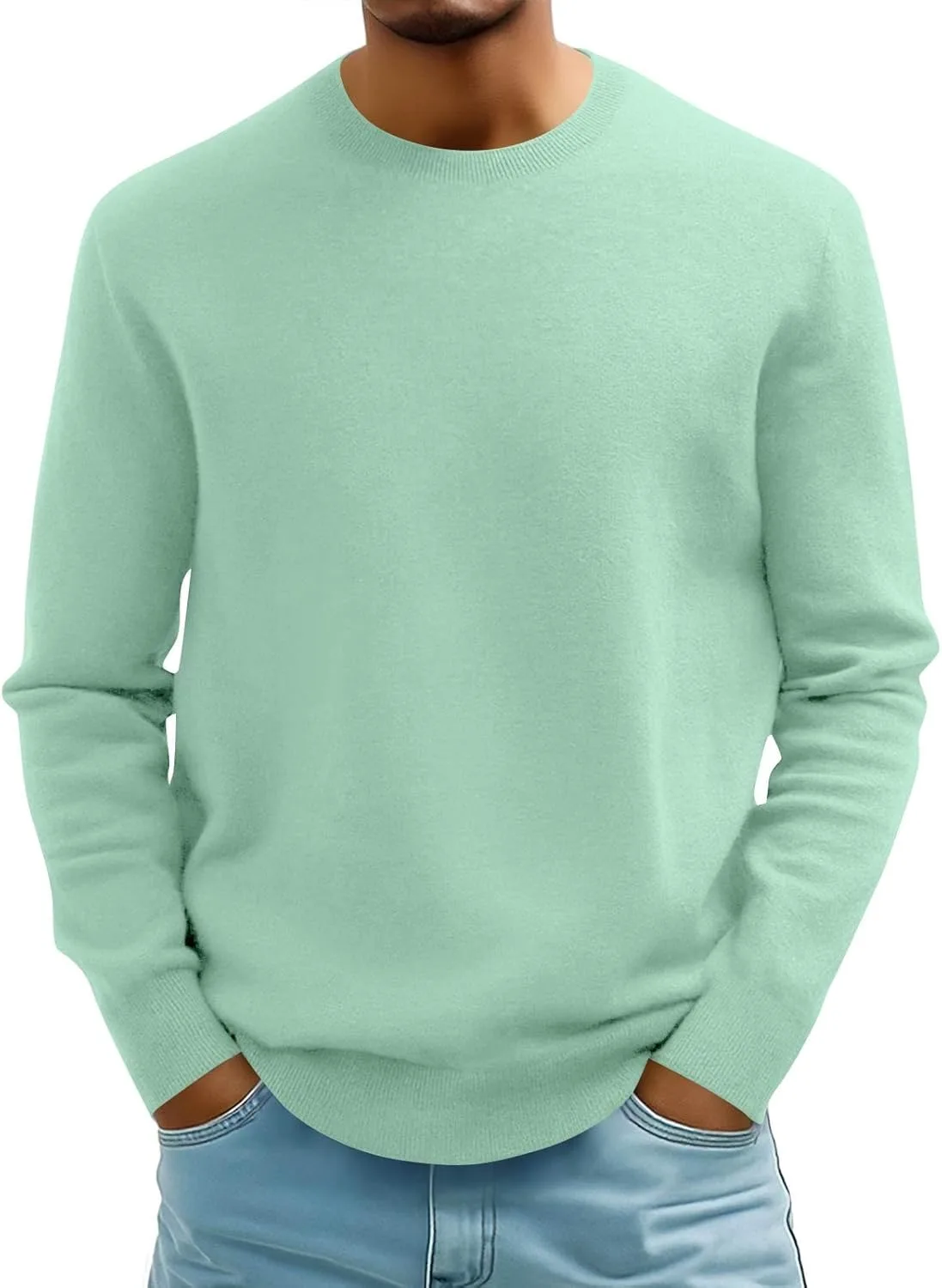 

Мужской свитер с круглым вырезом Slim Fit легкий вязаный CUKOLSXA