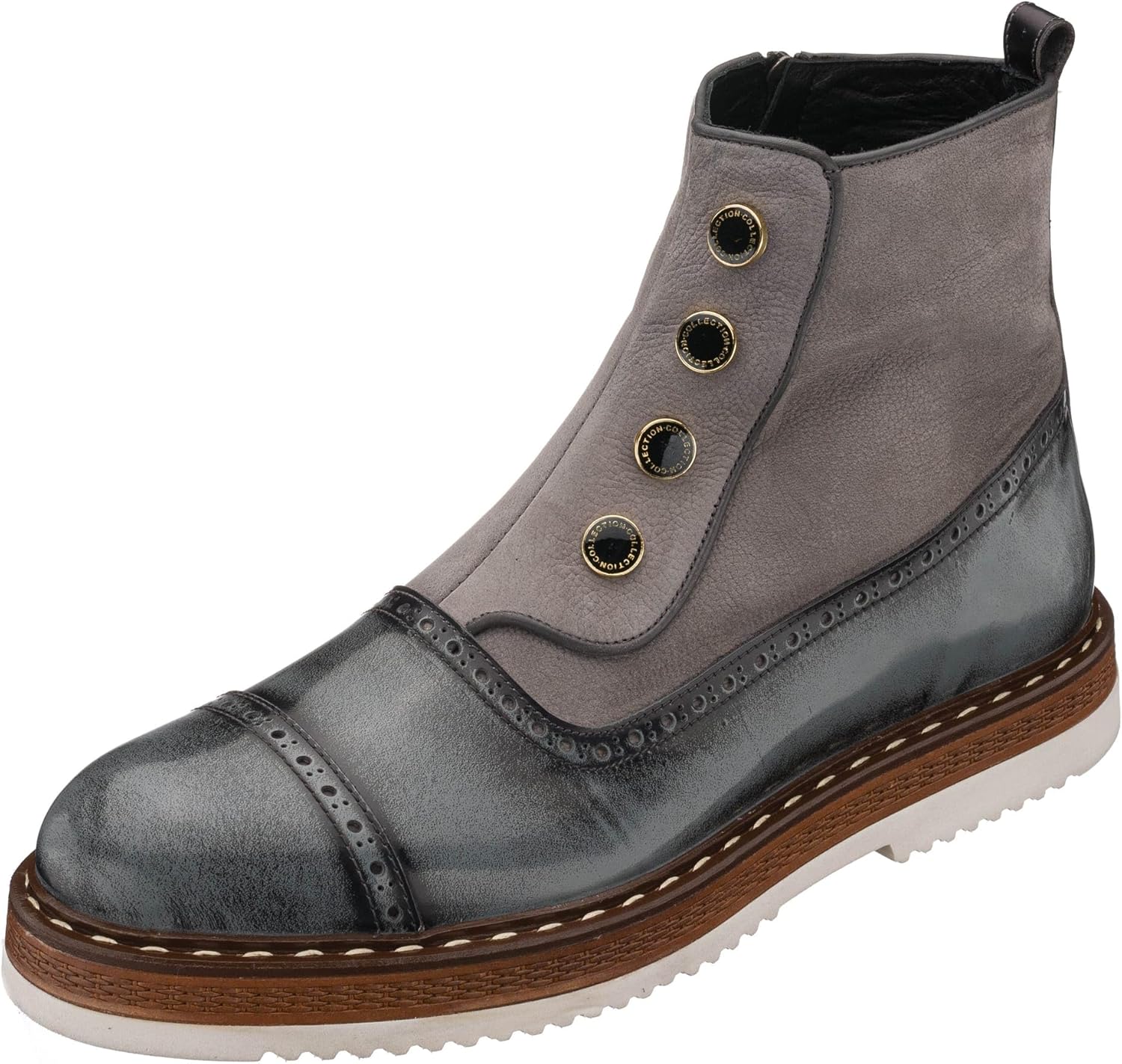 

Мужские серые кожаные ботинки DALGLA с закрытым носком и шнуровкой, ручной работы, оксфорды, броги, ботинки до щиколотки, модные мужские ботинки, балморал для мужчин Dalgala