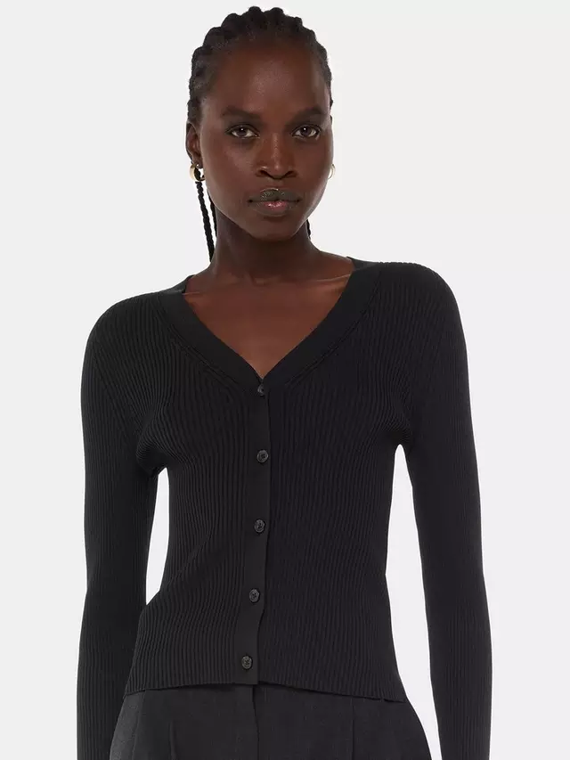 

Кардиган Whistles Ribbed V-Neck, черный