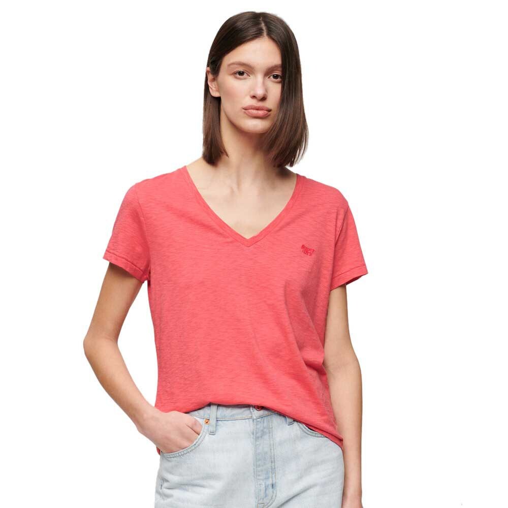

Футболка Superdry Studios Slub Embroidered Vee Short Sleeve V Neck, оранжевый