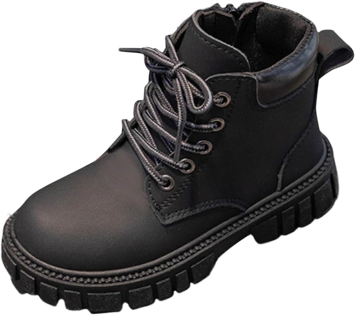 

Мальчики Девочки Ботильоны на шнуровке с боковой молнией Осень Зима Модная кожаная обувь для снега Походы Открытая обувь Generic, Black