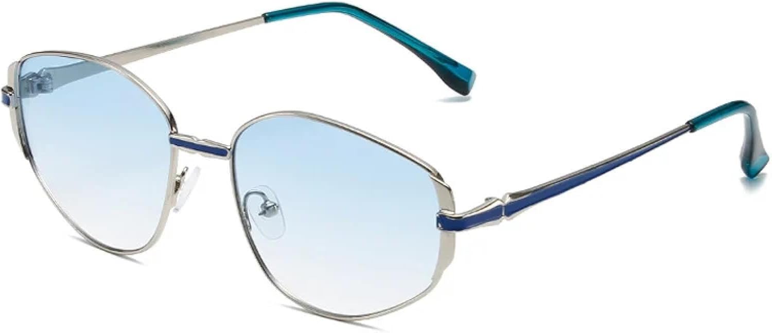 

Ретро-классические круглые солнцезащитные очки унисекс с металлической оправой, защитой от УФ-излучения UV400 и прозрачными линзами. Модные очки в стиле панк TKKTLLT, Silver-blue