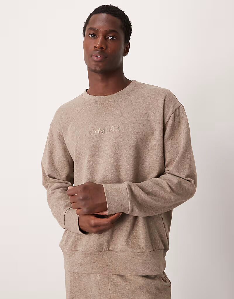 

Толстовка Calvin Klein Modern Cotton Lounge в бежевом меланжевом цвете