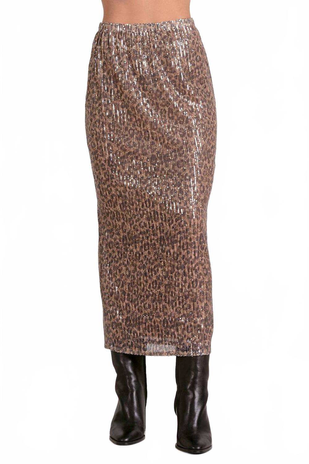 

ELAN Юбка с пайетками в виде гепарда, коричневая