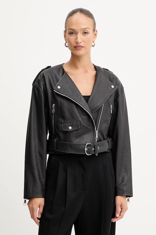 

Кожаная байкерская куртка Boss Orange, черный