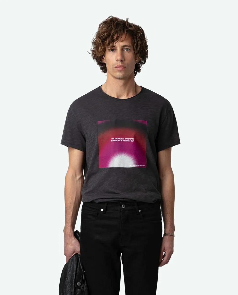 

Мужская хлопковая футболка Toby с короткими рукавами Zadig & Voltaire, темно-серый
