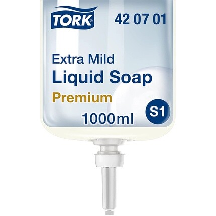 

Сменный блок для жидкого мыла Extra Soft S1, непарфюмированное, 1 литр, Tork
