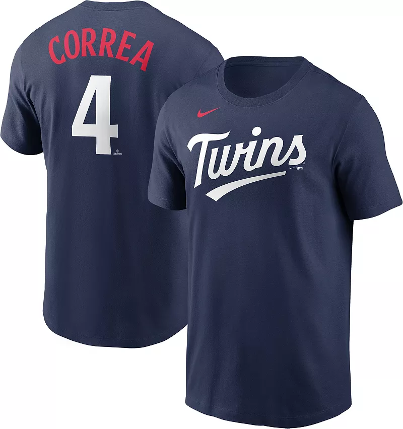 

Мужская темно-синяя футболка Nike Minnesota Twins Carlos Correa #4