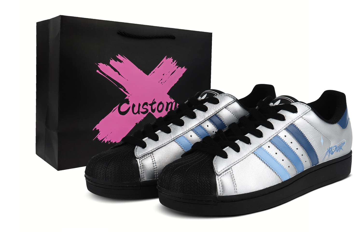 

Adidas Originals SUPERSTAR устойчивые к истиранию, легкие и дышащие низкие кроссовки для скейтбординга Unisex Blue Silver