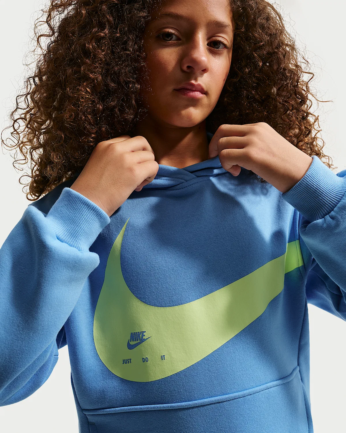 Детская худи Nike Sportswear Club, University Blue/Light Liquid Lime — фото 2