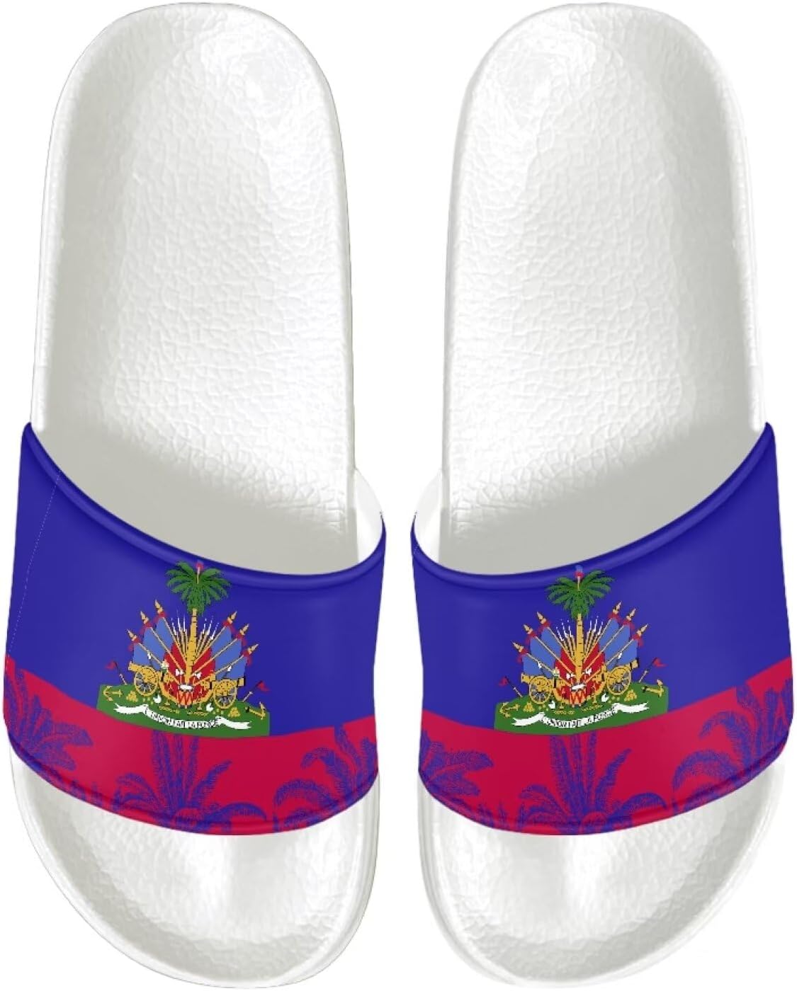 

Мужские сандалии с противоскользящей подошвой, ультракомфортные шлепанцы, легко надеваются, быстро сохнут, для душа, ванны, спа и бассейна, легкие шлепанцы с открытым носком Psesaysky, Haiti Flag