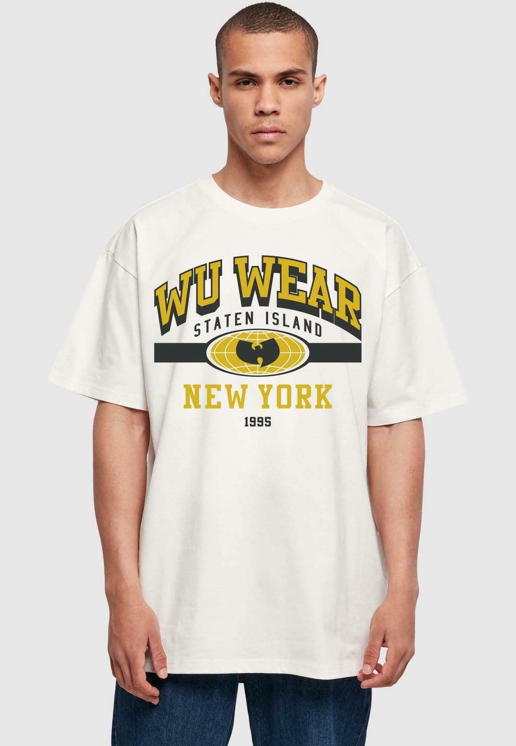 

Футболка с принтом WU WEAR STATEN ISLAND COLLEGE OVERSIZE TEE Mister Tee, белый