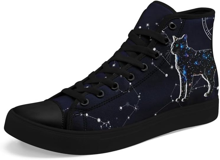 

Высокие кеды из ткани для девочек и мальчиков с принтами галактики, кошек и собак, модные кроссовки, дышащие, легкие, повседневная обувь Awsole, черный