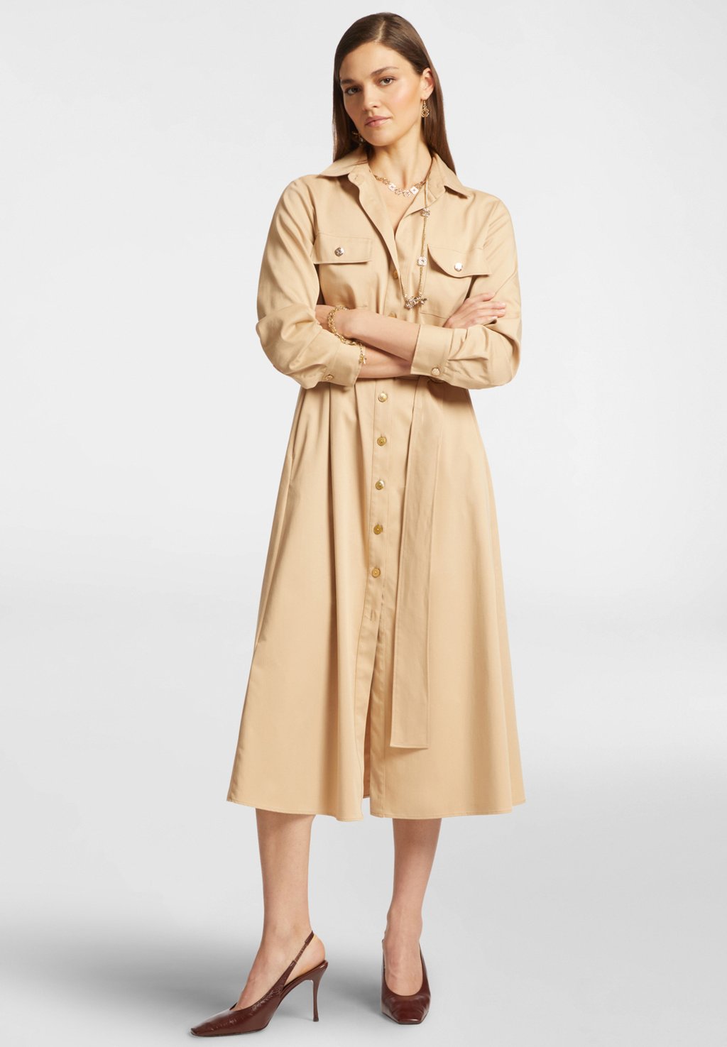 

Платье-рубашка CON CINTURA Elena Mirò, бежевый