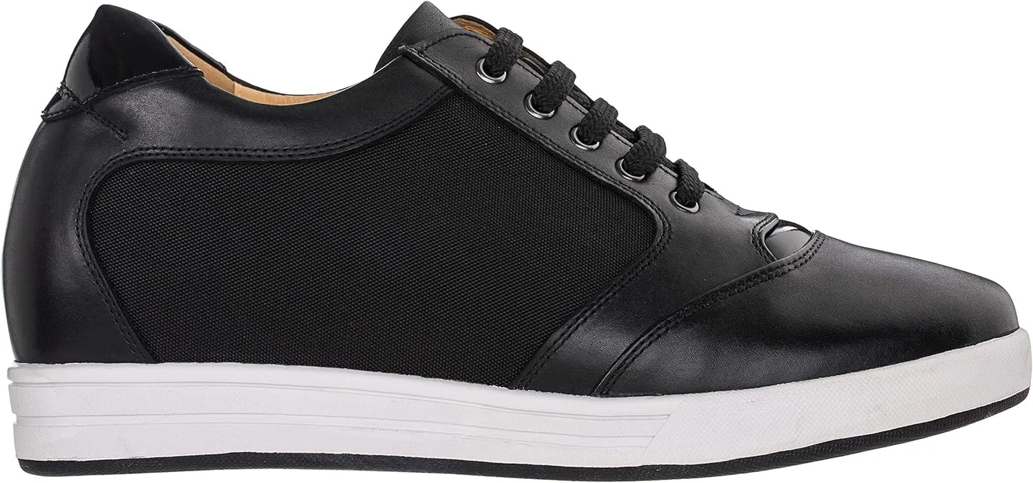 Мужские кроссовки TOTO Invisible Height Climber Shoes - черные кожаные/сетчатые, на шнуровке, повседневные, модные - на 3,2 дюйма выше - A53272 — фото 3
