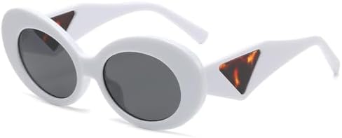 

Ретро-очки овальной формы с контрастными цветами для женщин, модные очки «кошачий глаз» для мужчин, трендовые градиентные очки, защита от ультрафиолета UV400 MTZJH, White