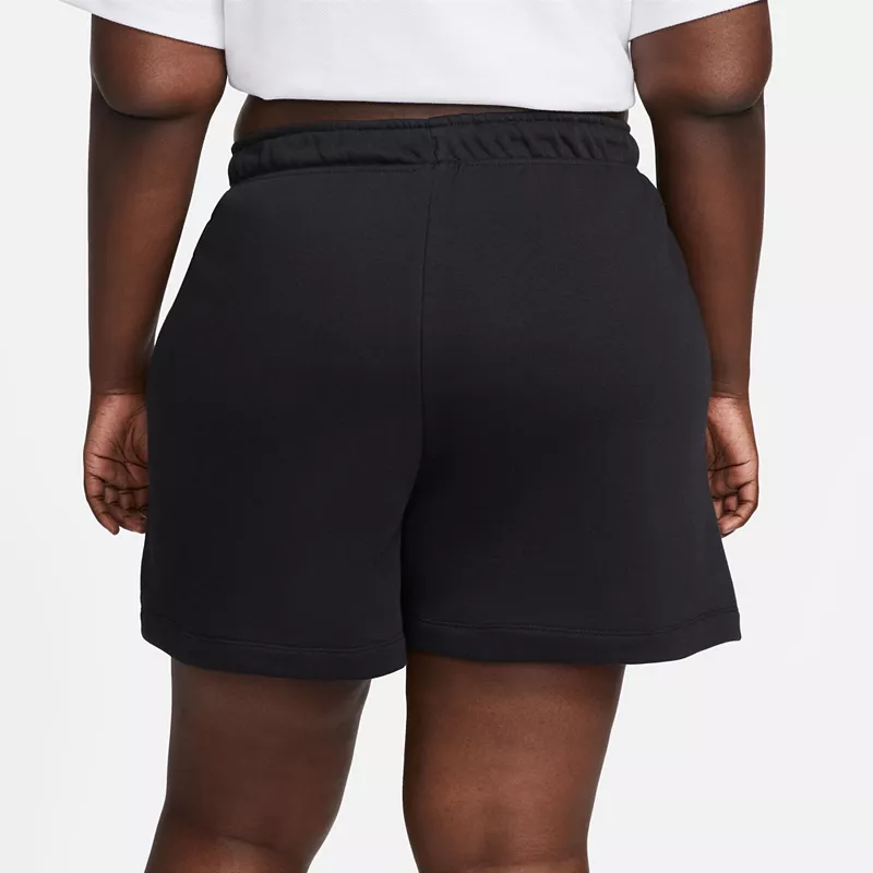 Женские флисовые шорты Nike Sportswear Club со средней посадкой (большие размеры), черный — фото 4