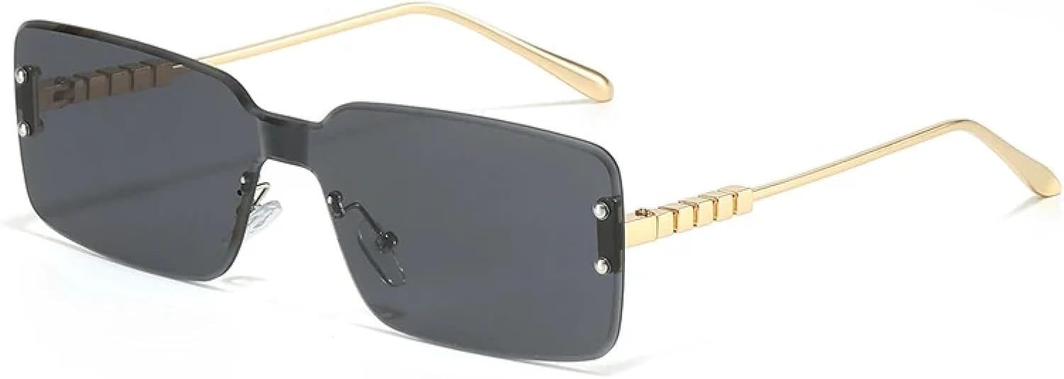 

Классические ретро-очки без оправы для женщин и мужчин, роскошные солнцезащитные очки, модные летние очки для путешествий, защита от УФ-излучения UV400 TKKTLLT, Gold Gray