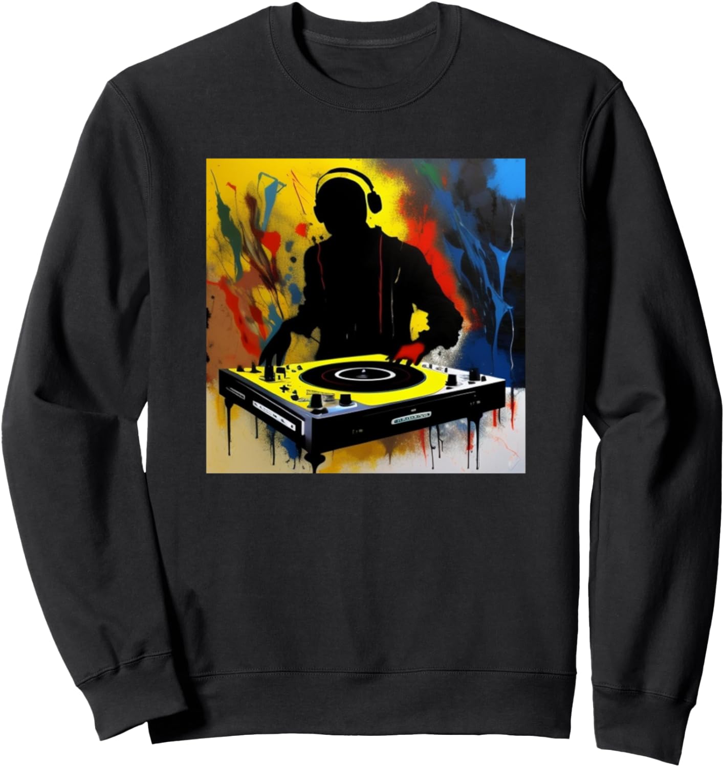 

Яркая толстовка с силуэтом диджея Ди Джоки и проигрывателем виниловых пластинок Dj Turntable Discjockey Men + Women Kids Boys Gift, черный