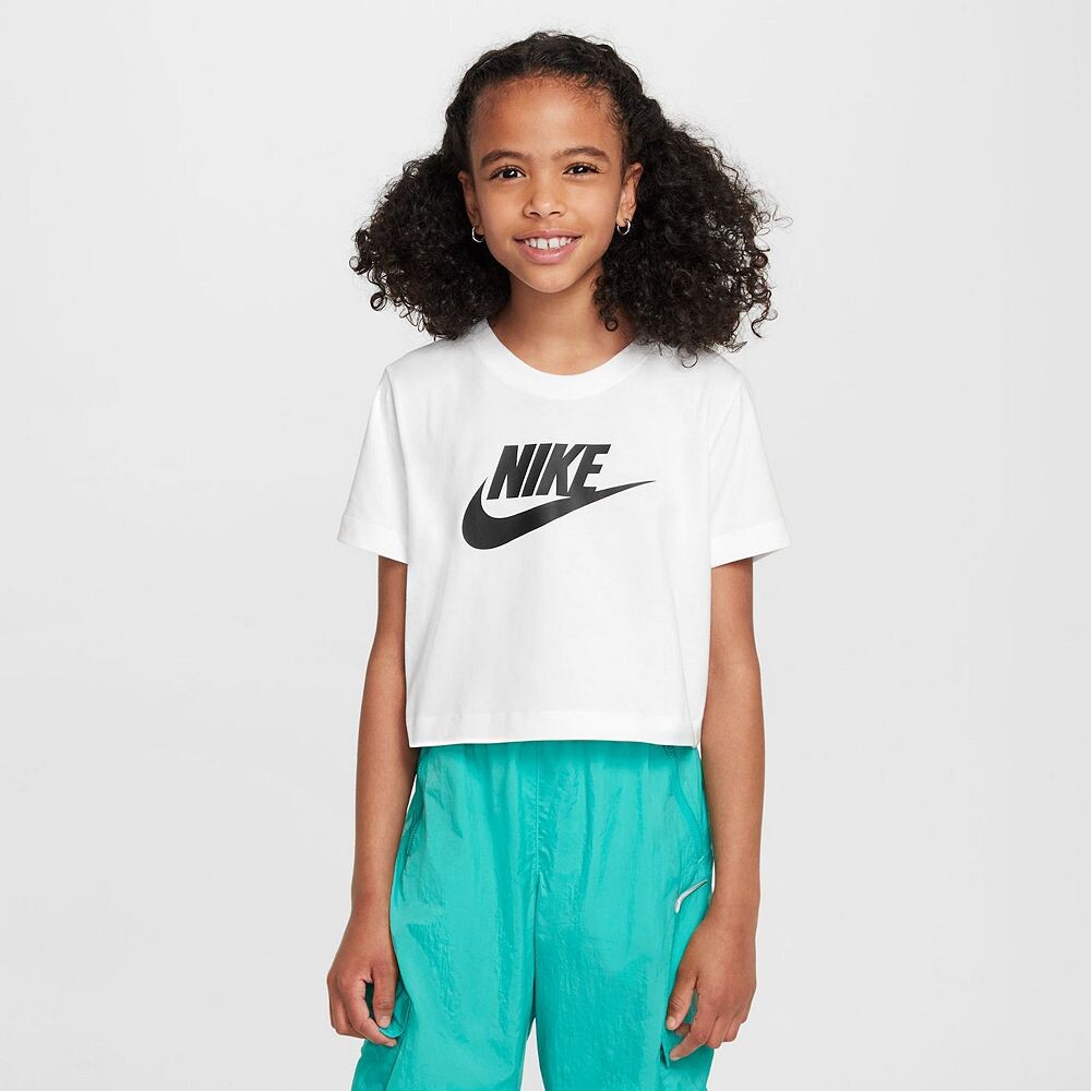 

Укороченная футболка Nike с рисунком для девочек 7–16 лет, белый
