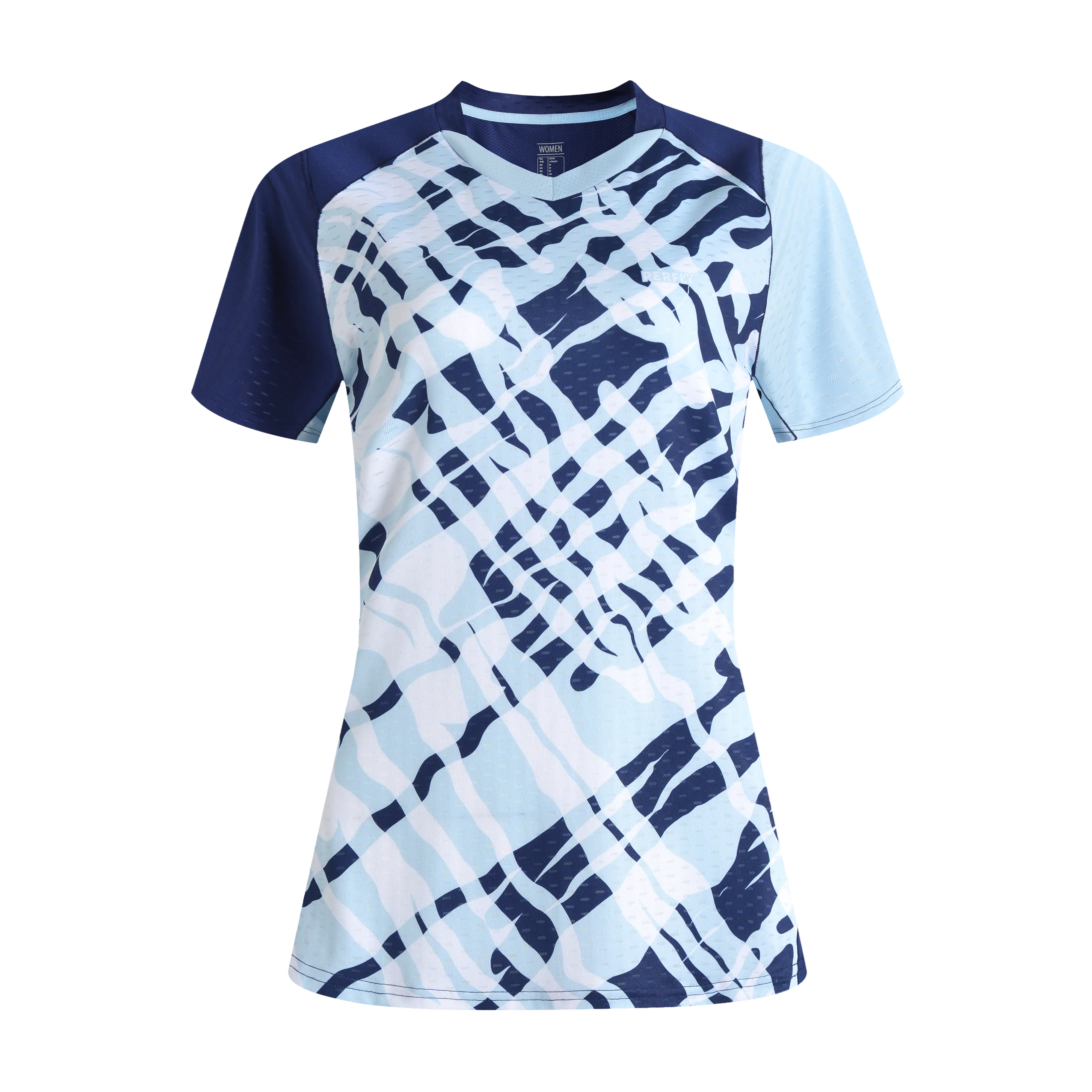 

Женская футболка для бадминтона Perfly 560 лёгкой серии зебра синяя