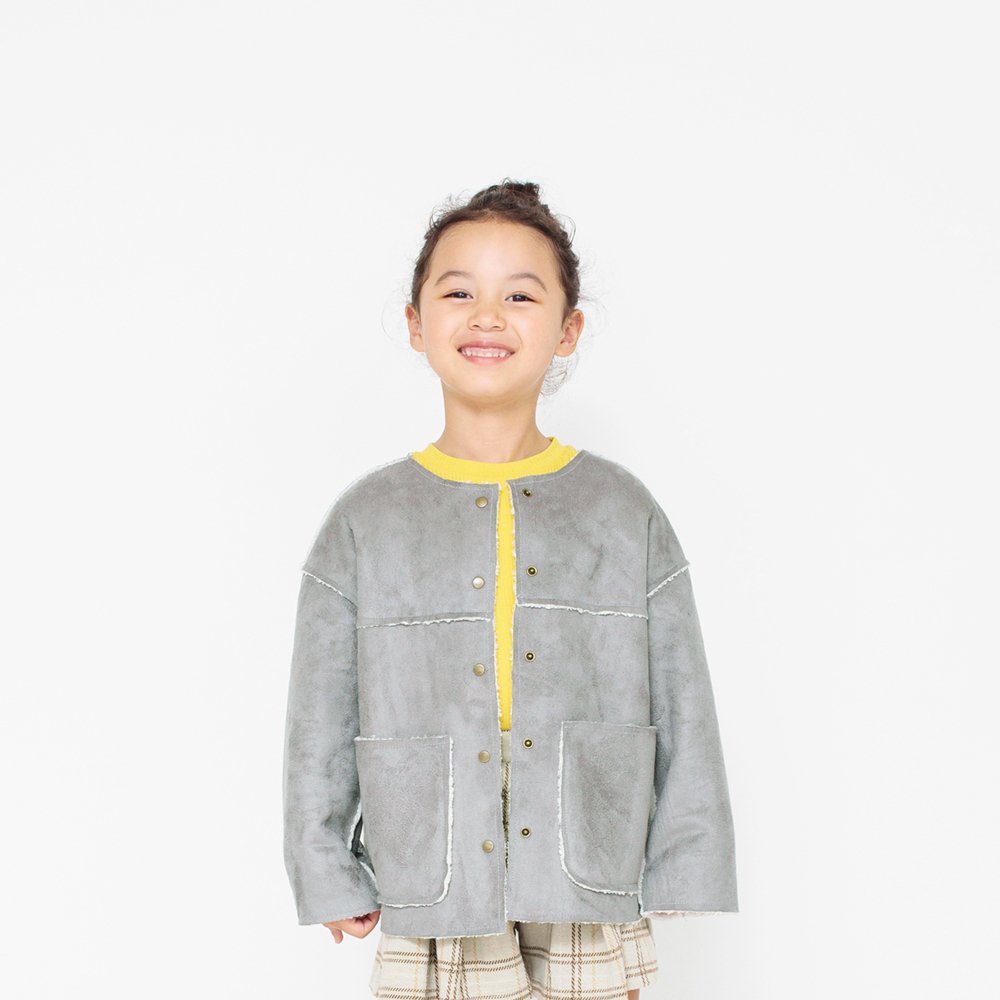 Двусторонняя куртка Boa из замши с плетением "боа". Branshes, Light gray — фото 3