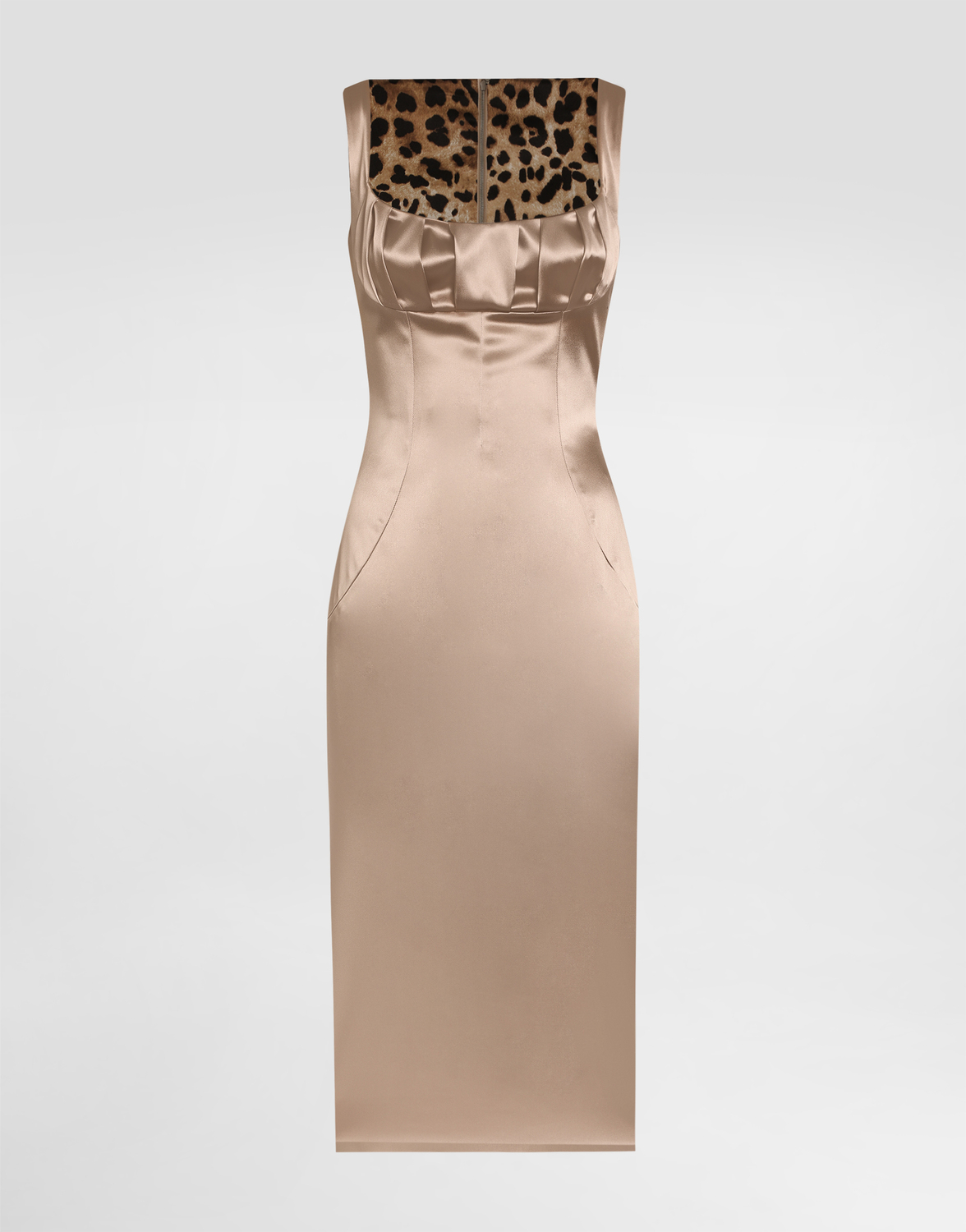 

Платье миди из стрейч-сатина Dolce & Gabbana, бежевый