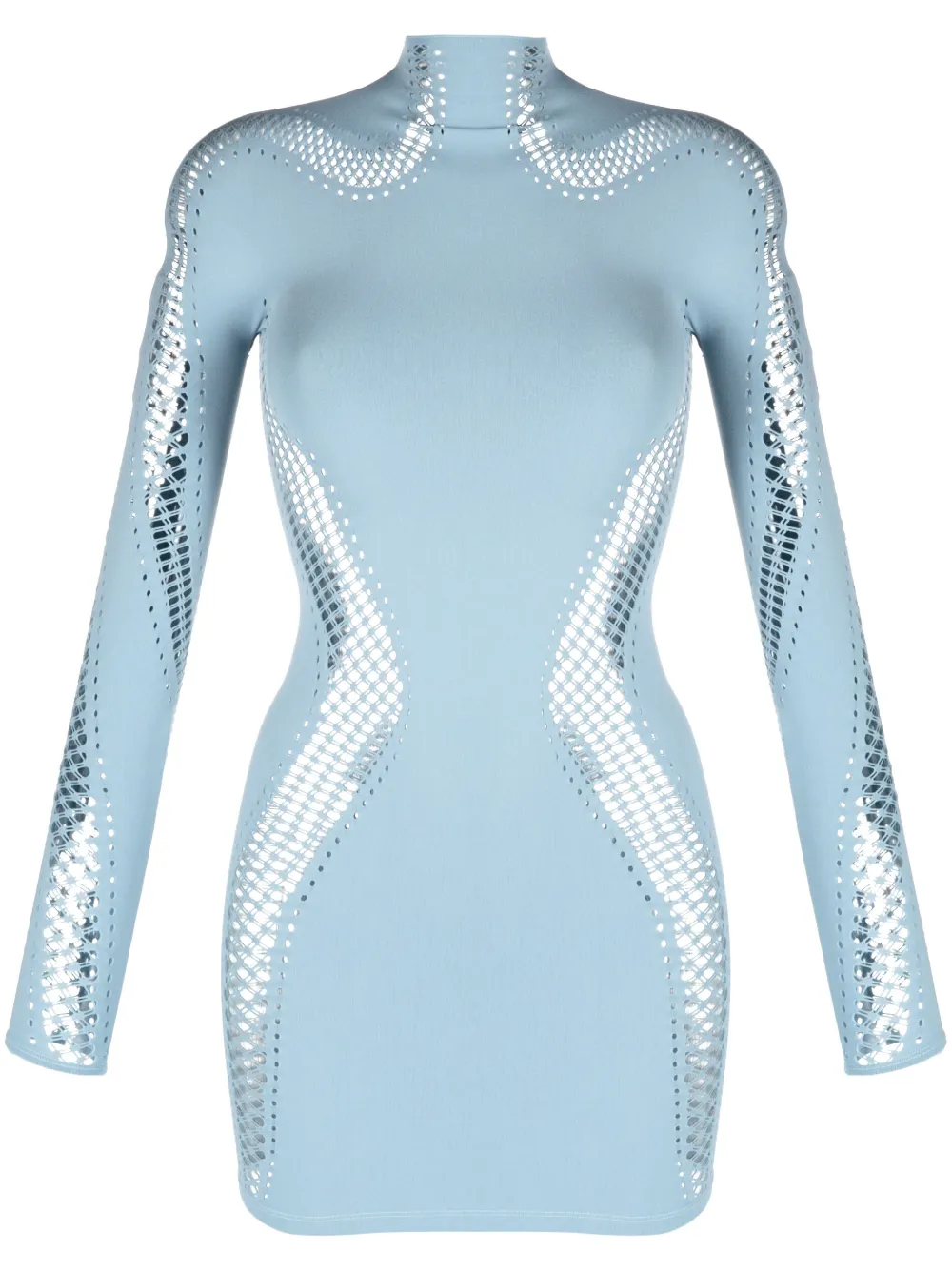 

Платье мини с сетчатыми вставками Mugler, синий