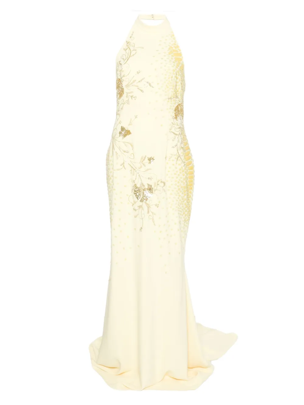 

Декорированное платье с вырезом халтер GEORGES HOBEIKA, желтый