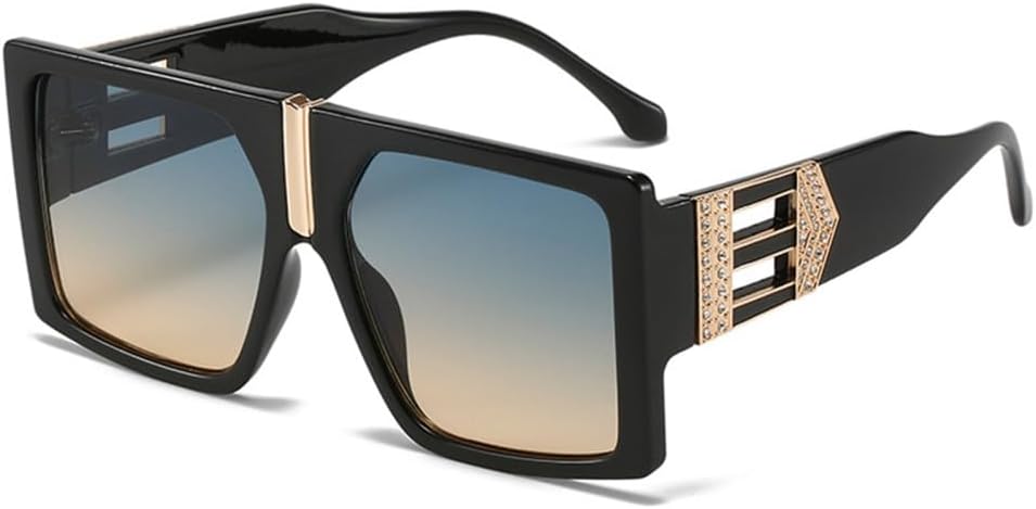 

Ретро женские солнцезащитные очки, мужские солнцезащитные очки с заклепками и защитой от УФ-излучения UV400, многоугольные солнцезащитные очки для мужчин LANGSER, Black Green Yellow