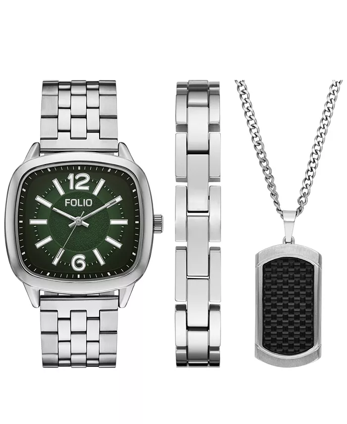 

Мужские кварцевые часы с тремя стрелками серебристый сплав, 41 мм Folio