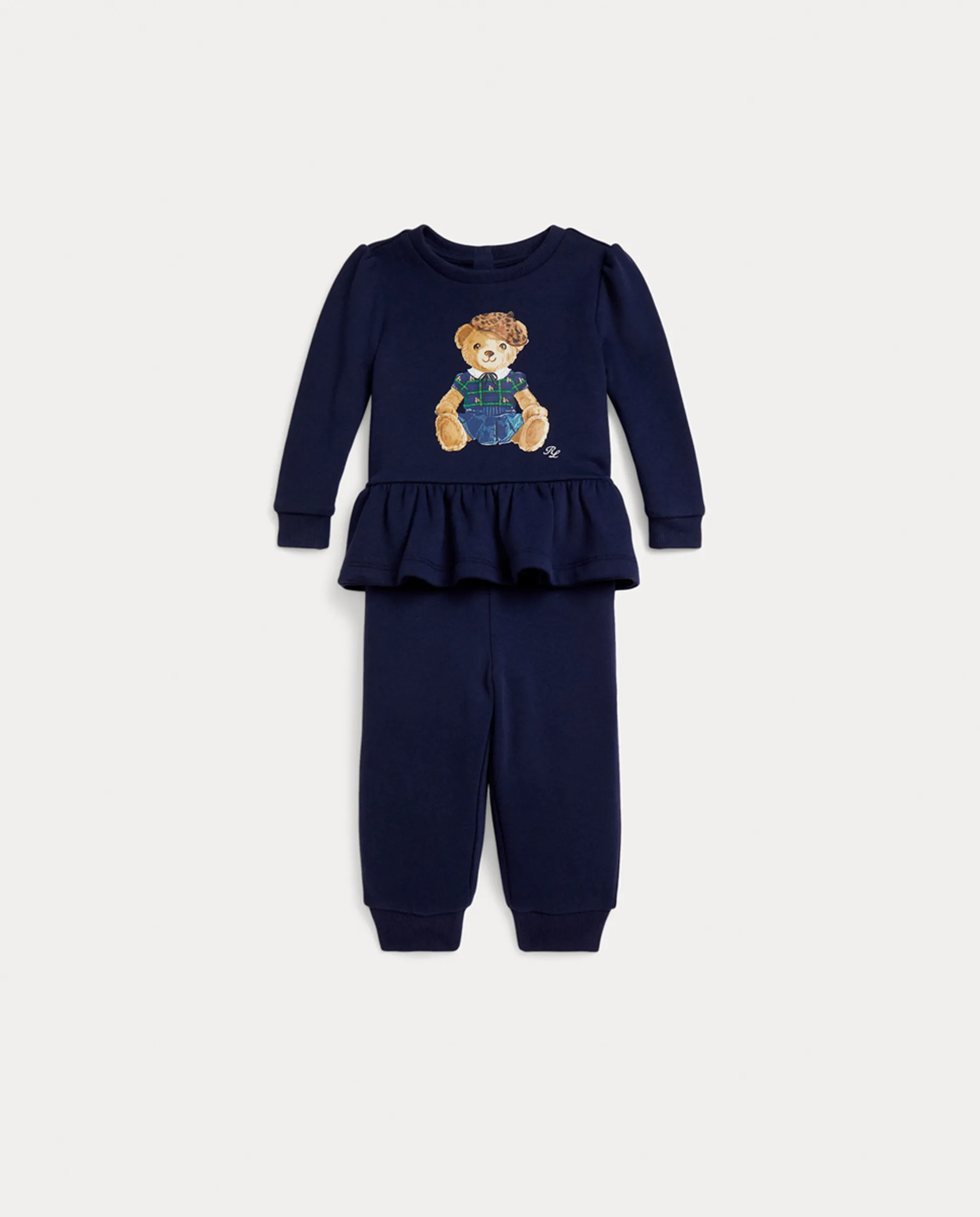 

Детский комплект для девочки из двух предметов с медвежонком Поло Polo Ralph Lauren, темно-синий