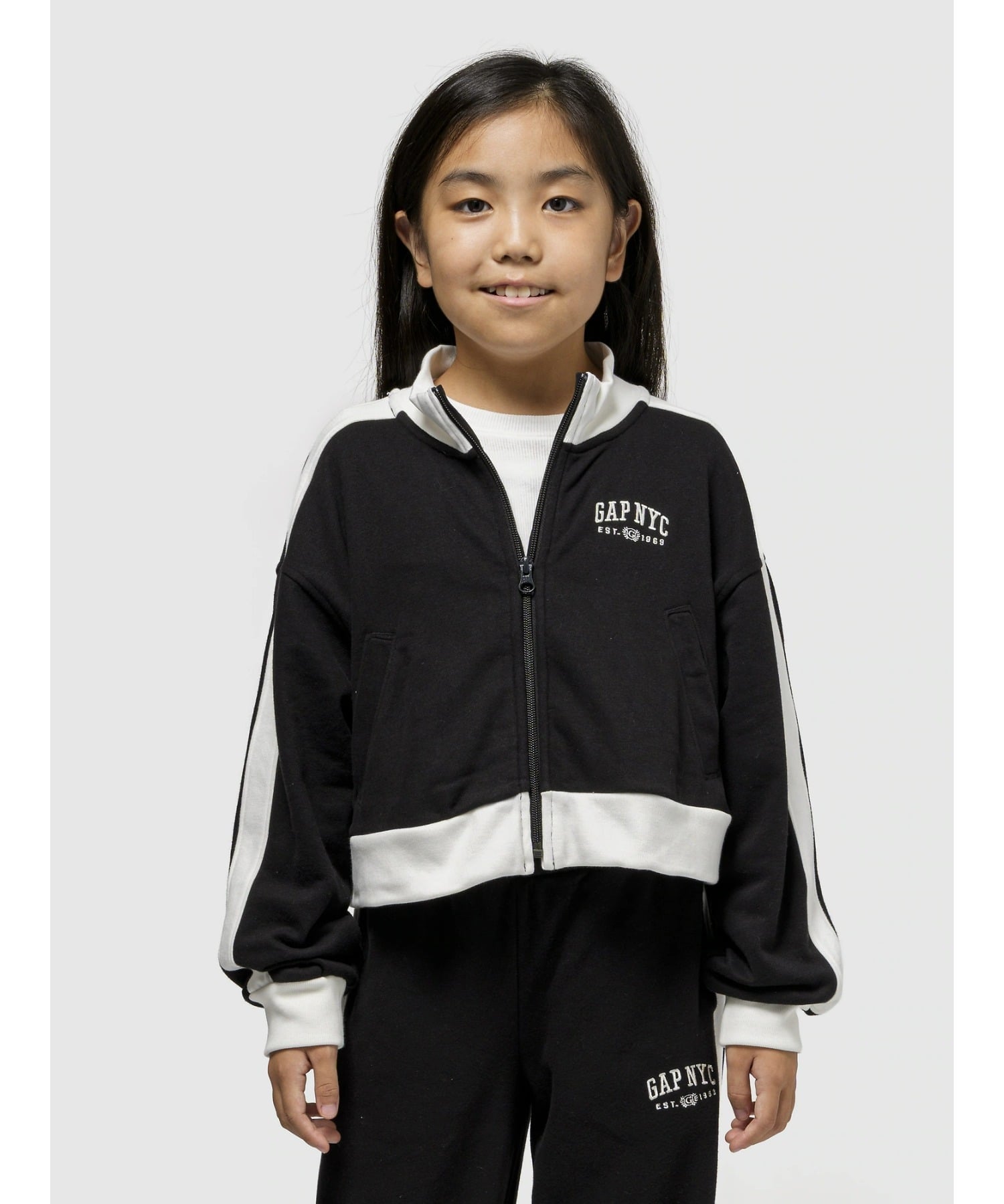 (K)NYC Винтажная мягкая спортивная куртка GAP с логотипом (детская), TRUE_BLACK — фото 4
