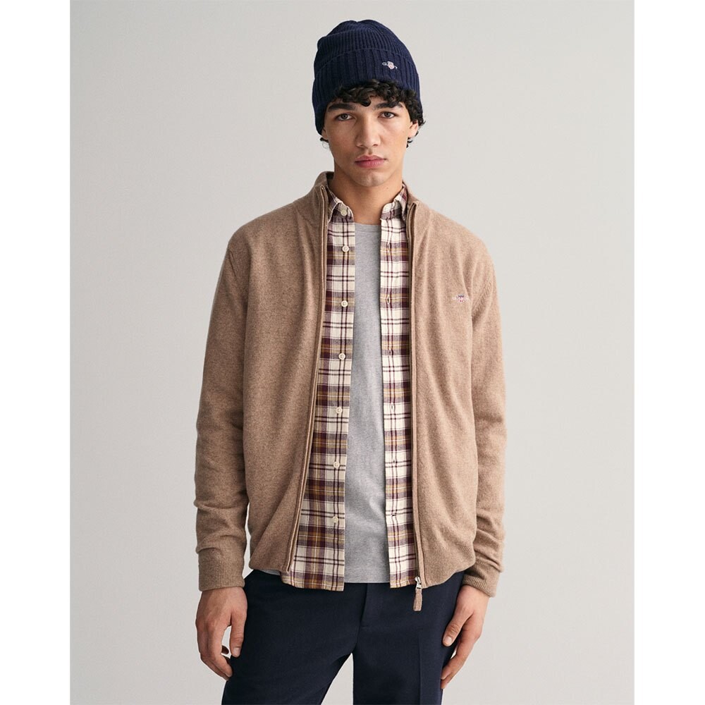 

Свитер Gant Superfine Lambswool Full Zip, коричневый