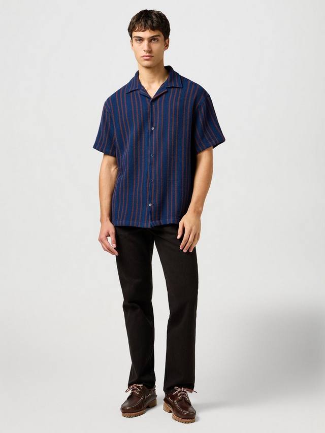 

Куртка с короткими рукавами в полоску из вафельной хлопковой ткани для отдыха Wrangler, Navy Stripe