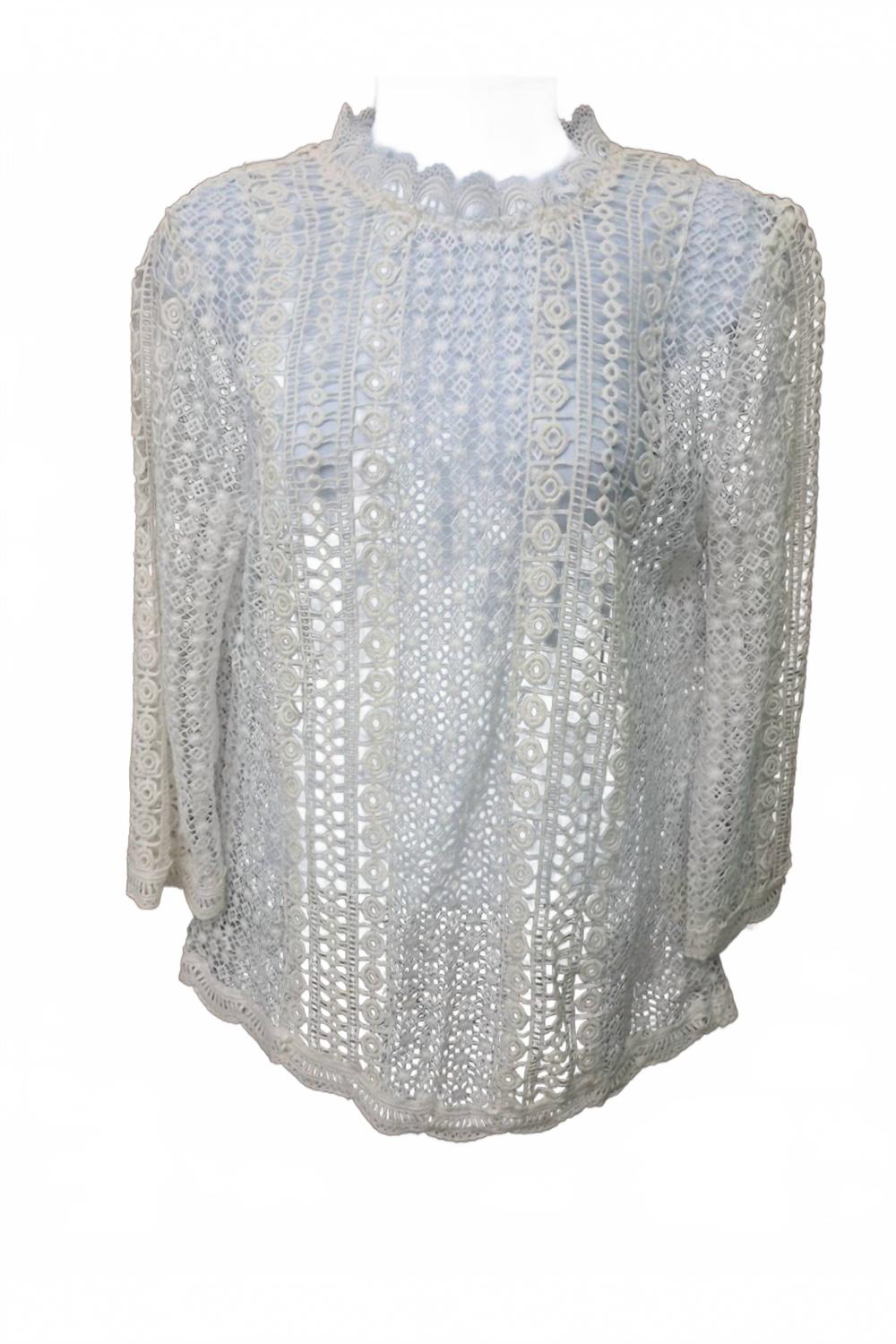 

Женский прозрачный кружевной топ с одной пуговицей сзади, белый цвет Kate C.