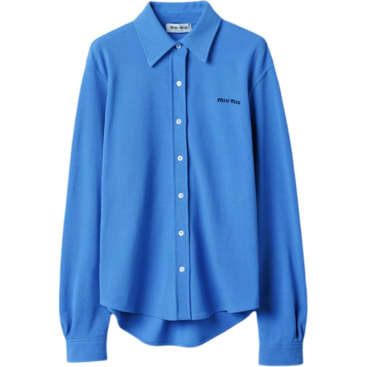 

Рубашка с вышитым логотипом на пуговицах MIU MIU, синий
