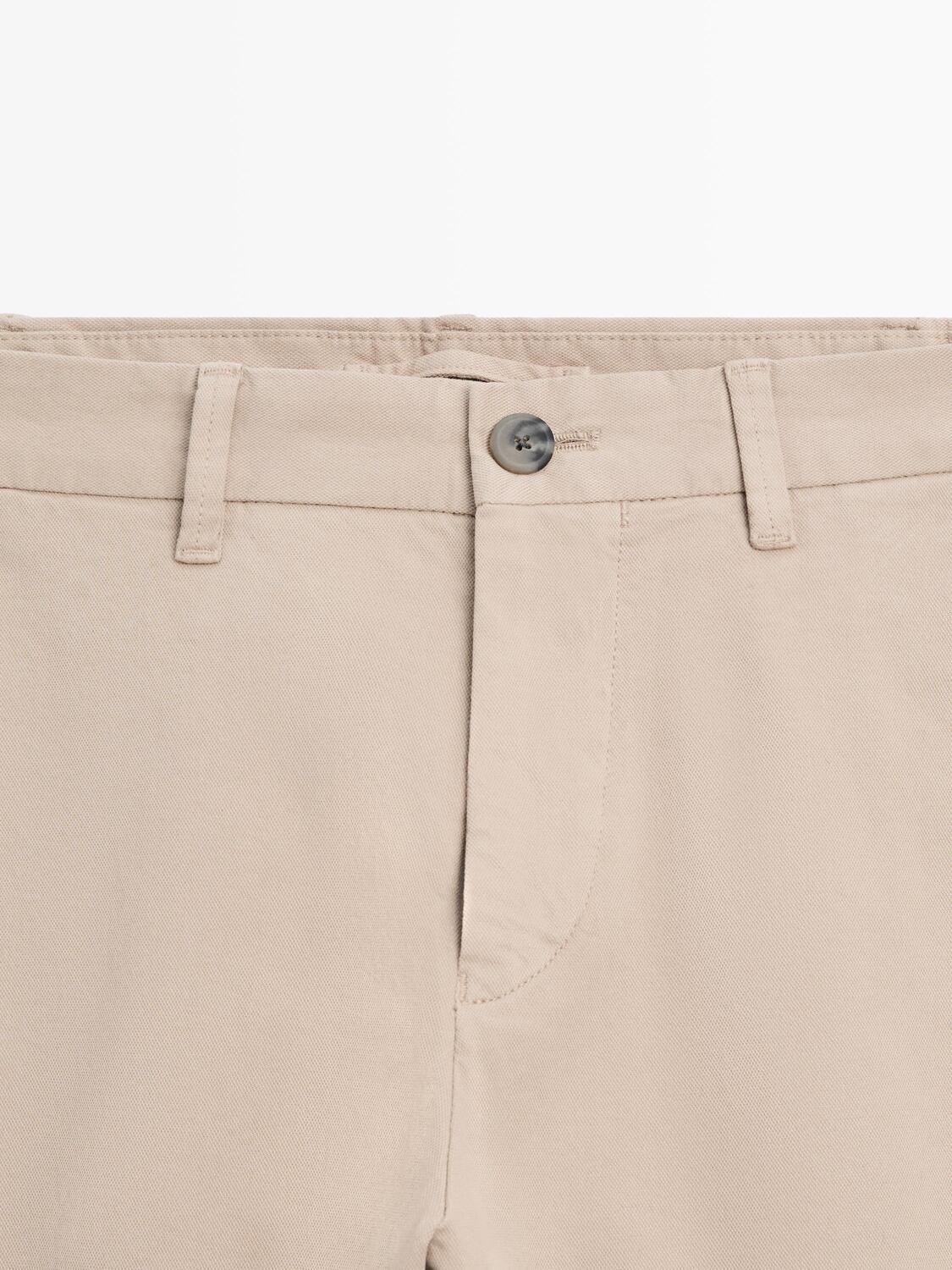Брюки зауженного кроя из хлопковой смеси Massimo Dutti, beige — фото 2