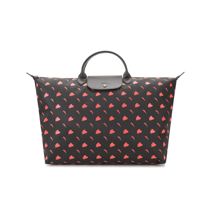 

LONGCHAMP Женская сумка-мессенджер Le Pliage Fabric Dumpling Bag, черно-красная