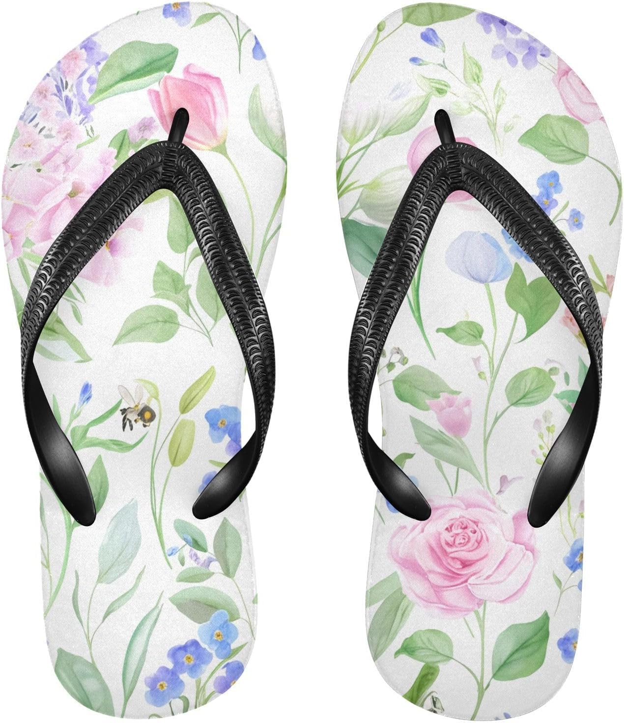 

Розовые цветочные белые пляжные шлепанцы для душа, резиновые нескользящие летние тапочки для мужчин и женщин, для прогулок Sinestour