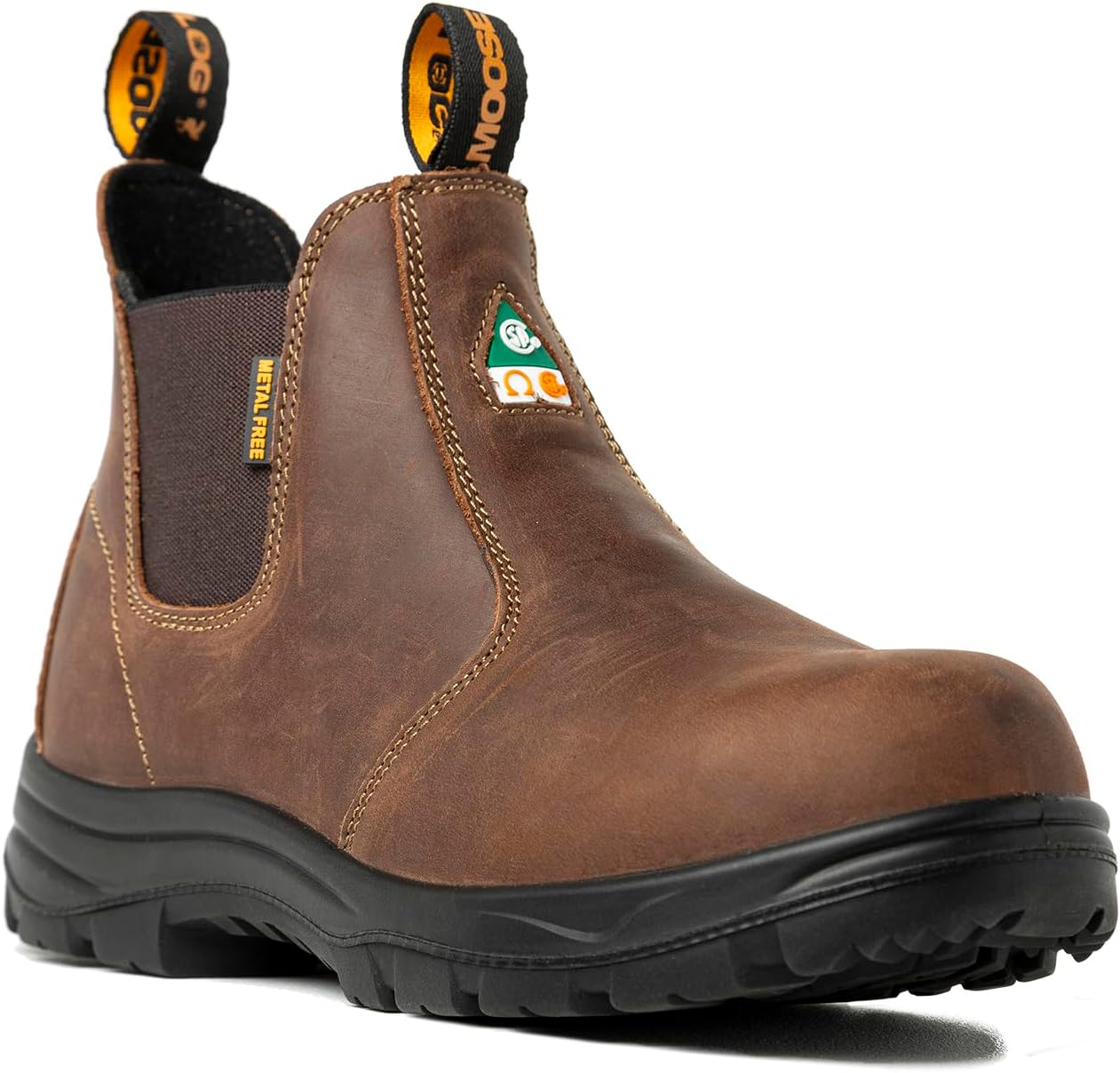 

Мужские ботинки MooseLog с композитным носком ASTM и CSA - 100 кожа, легкие, I/C/EH/PR/ESR, стойкие к маслу, скольжению и высокой температуре, резиновая подошва, защитные ботинки 5666, коричневый