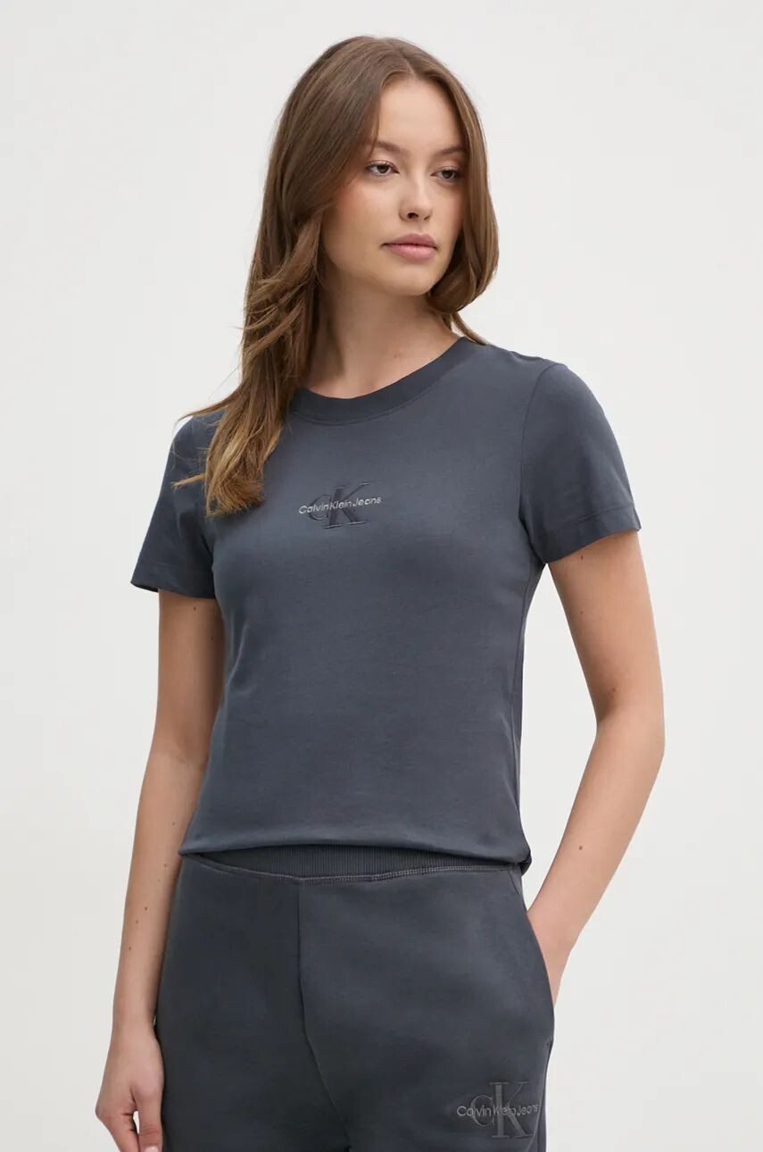

Хлопковая футболка Calvin Klein Jeans, серый