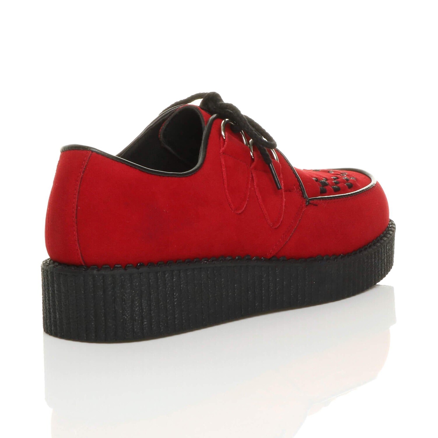 Туфли Teddy Boy на низкой танкетке Creepers из искусственной замши на шнуровке AJVANI, красный — фото 4