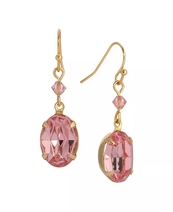 

Серьги с овальными кристаллами розового оттенка золота 2028, pink