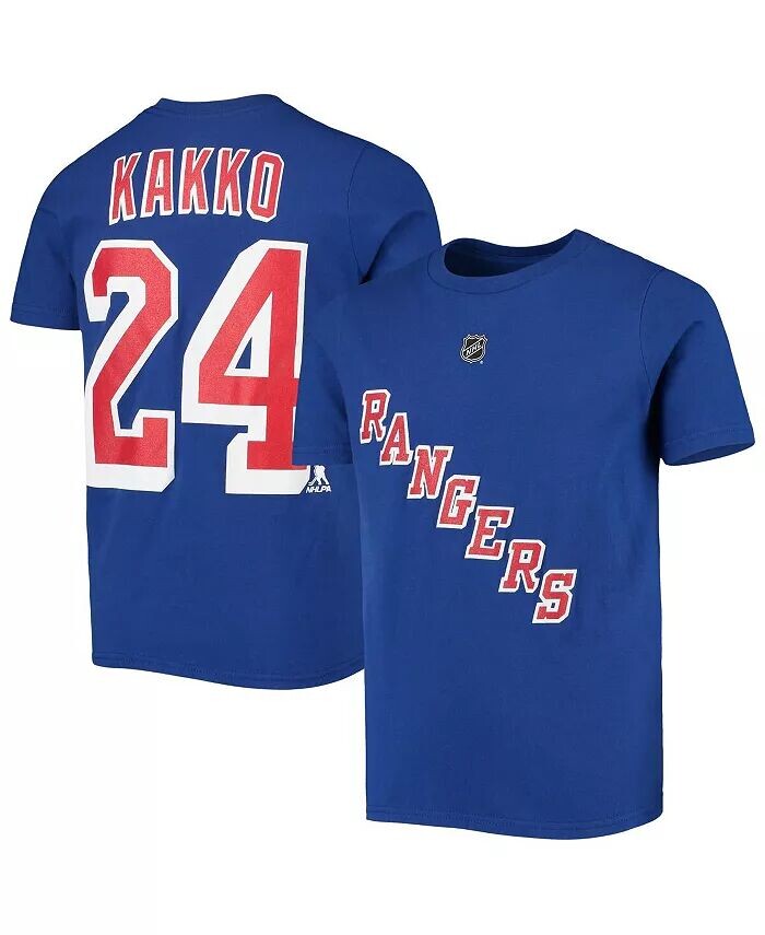 

Синяя футболка Big Boys Kaapo Kakko New York Rangers с именем и номером игрока Outerstuff, синий