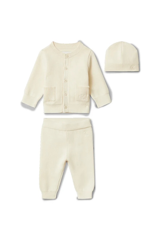 

Комплект из 3 хлопковых детских вещей Calvin Klein Jeans, бежевый