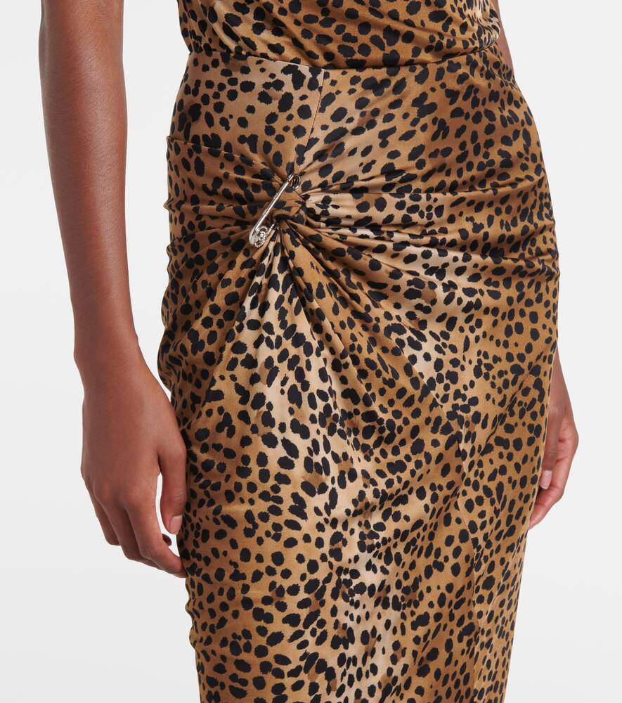Юбка-карандаш с леопардовым принтом и застежкой-булавкой Versace, Natural + Black — фото 4