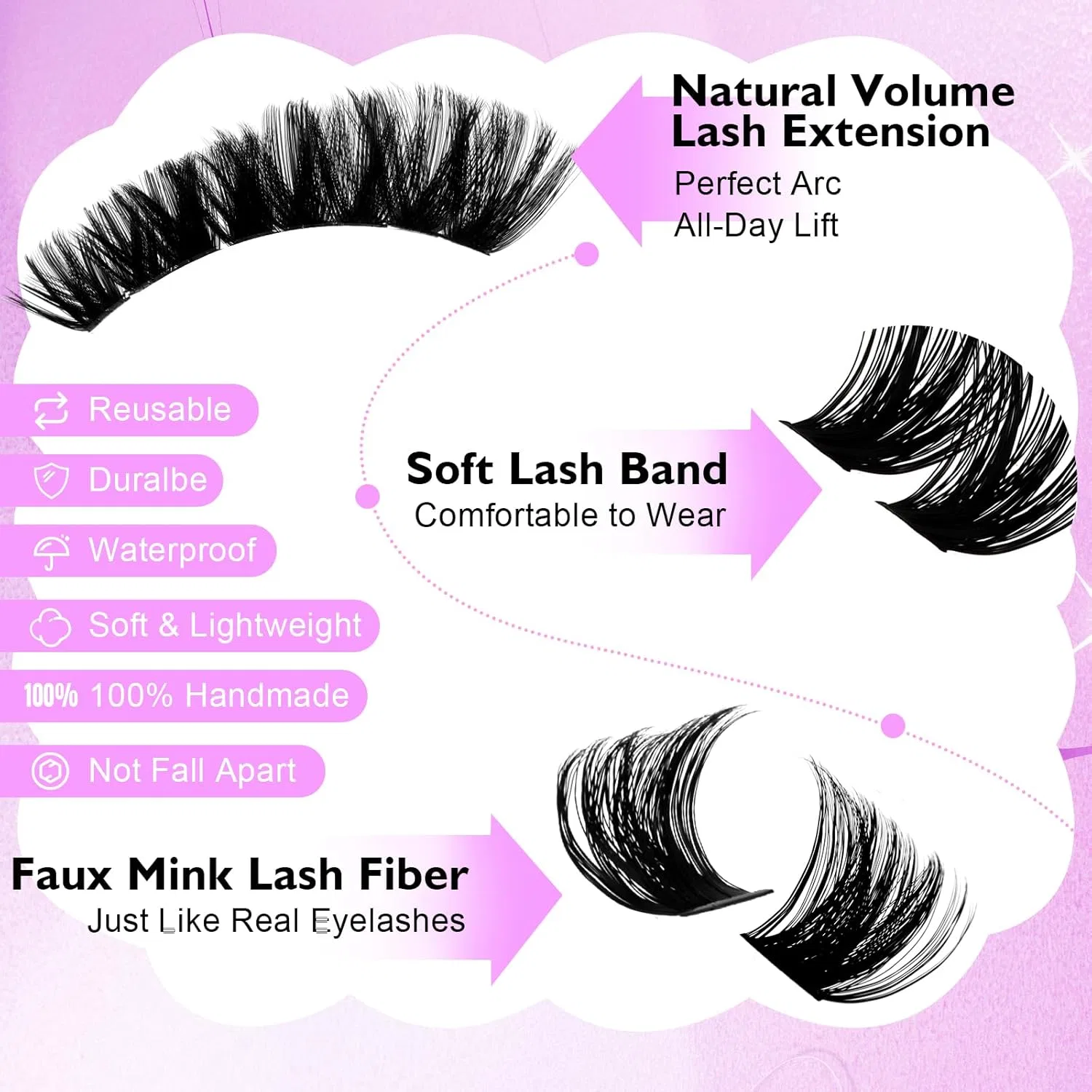 Набор для наращивания ресниц 150D + 200D D-изгиб от 10 до 18 мм Wendy Lashes — фото 4