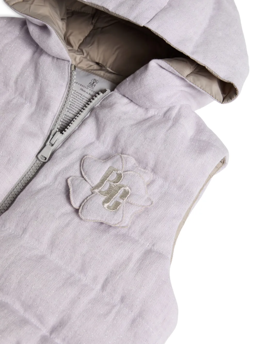 Жилет с цветочной аппликацией Brunello Cucinelli Kids, фиолетовый — фото 3